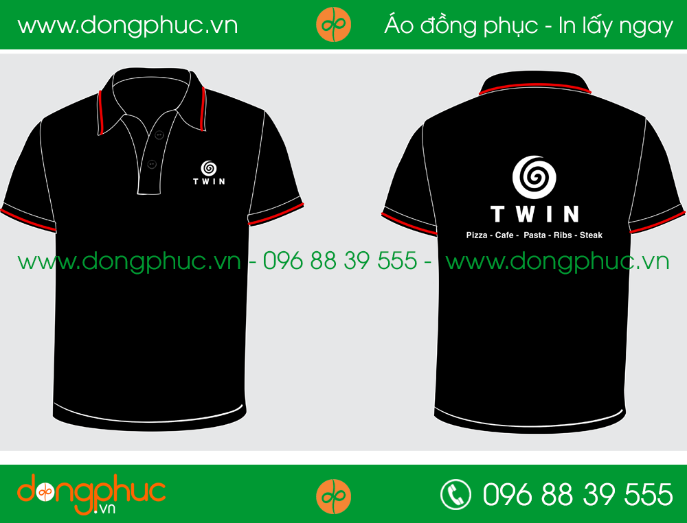 Áo phông đồng phục nhà hàng Cafe TWIN